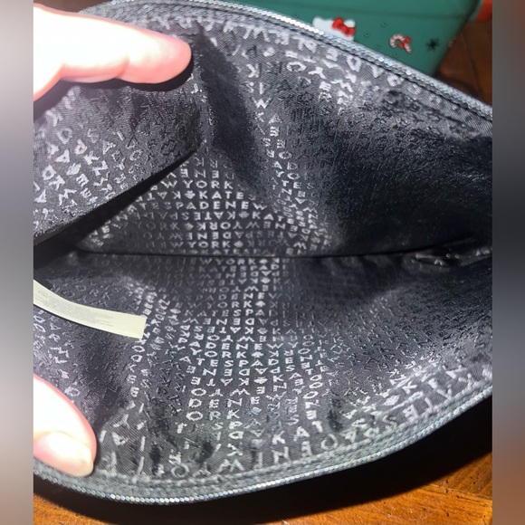 Kate Spade New York Graham Haven Lane Black Glitter Stripe Wristlet Clutch Bag - Picture 5 of 9